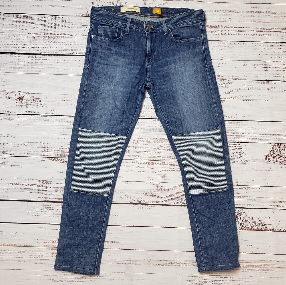 Anthropologie Patchwork Boyfriend Jeans in Two-Tone Blue - Picture 2 of 13